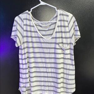 Short sleve white and grey striped
